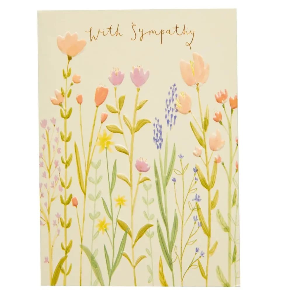 Whimsy Long Stemmed Flowers Sympathy Card