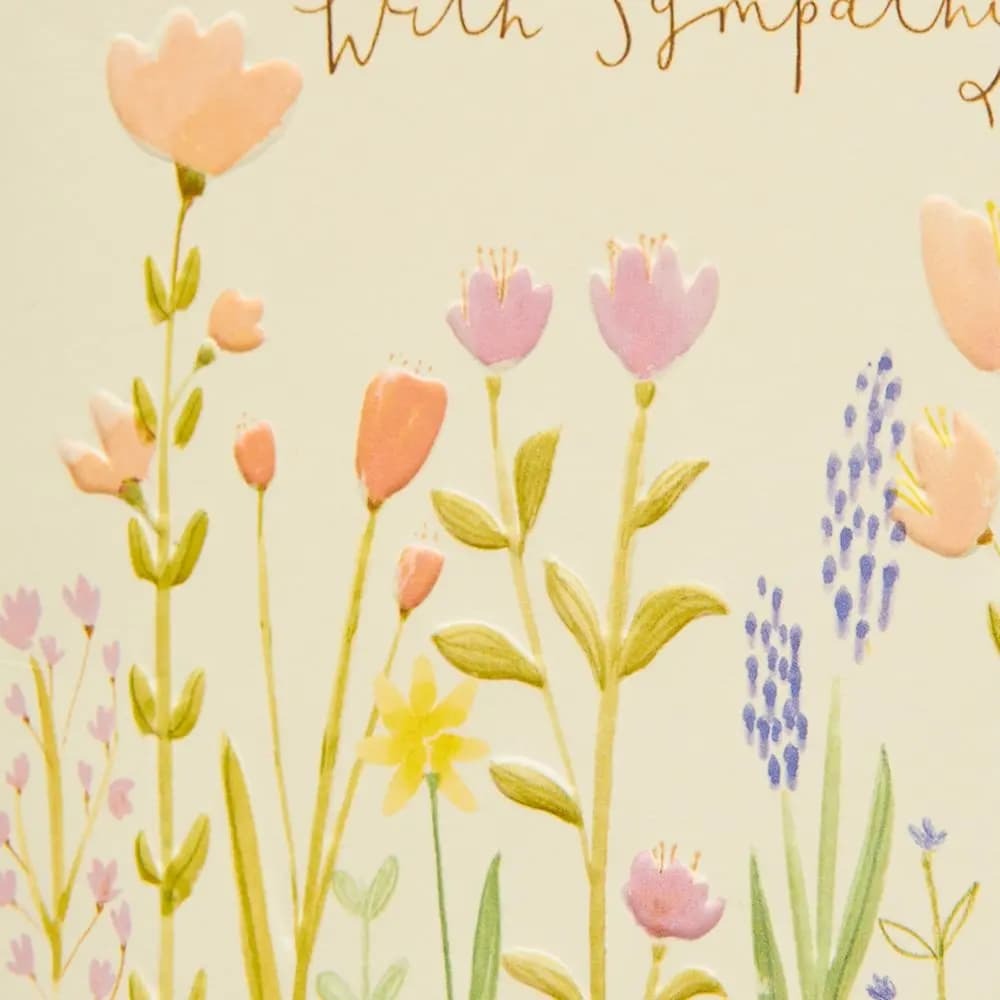 Whimsy Long Stemmed Flowers Sympathy Card