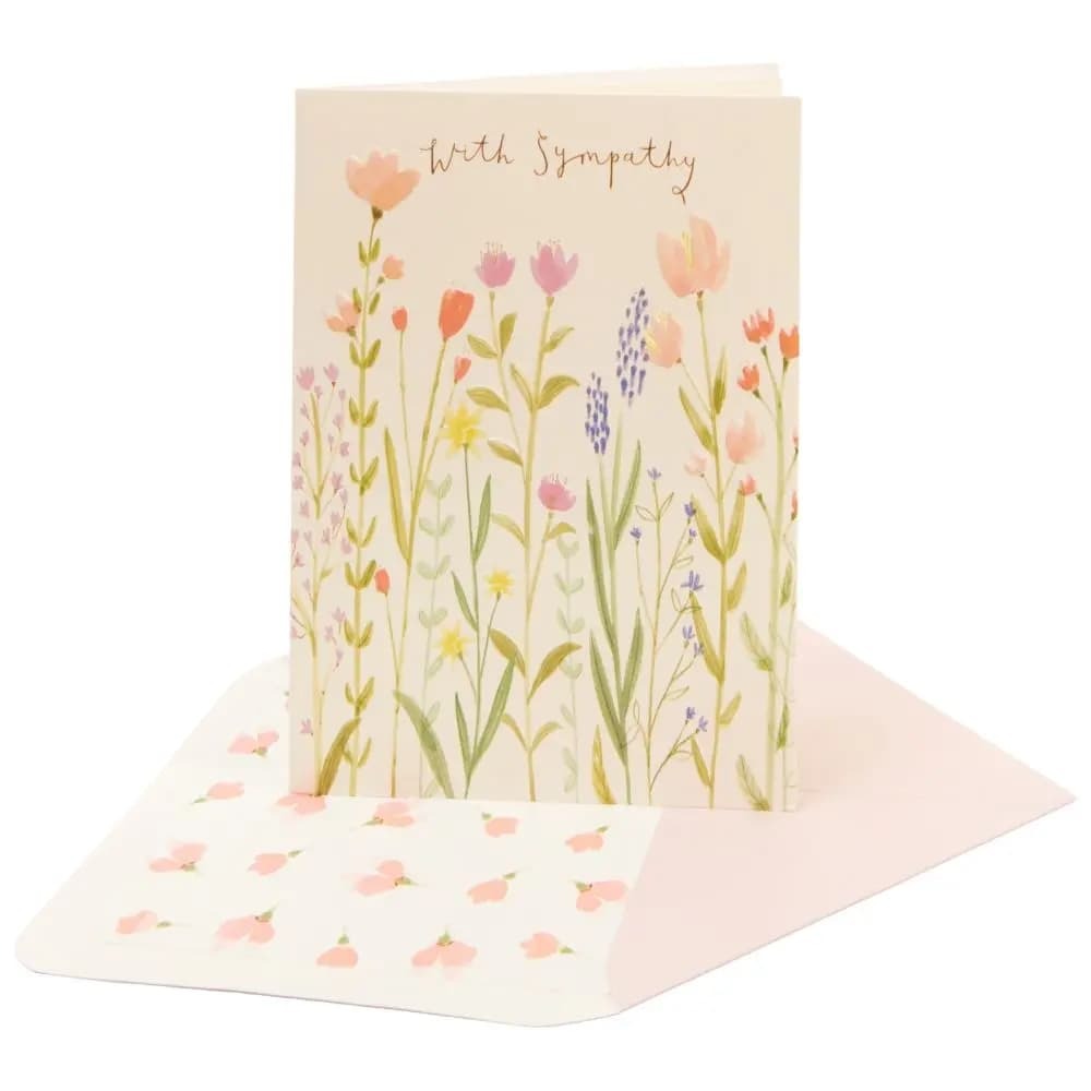Whimsy Long Stemmed Flowers Sympathy Card