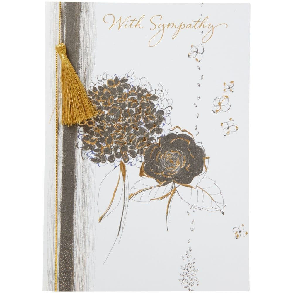 Black and Gold Flowers Sympathy Card