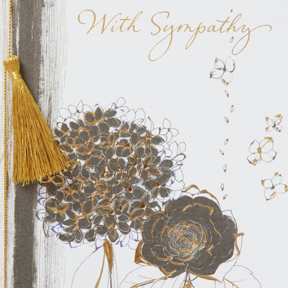 Black and Gold Flowers Sympathy Card