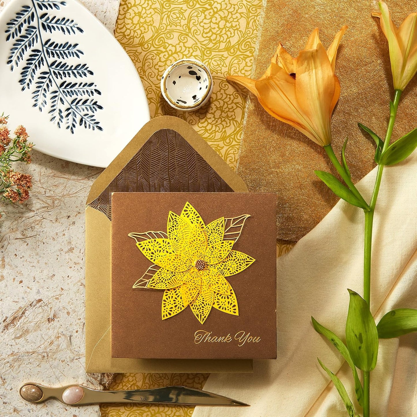 Laser Floral Thank You Card