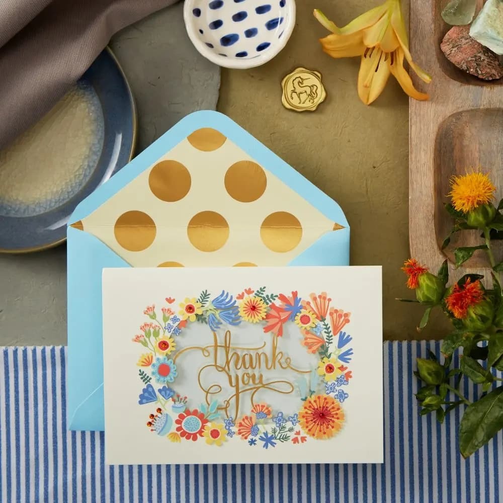 Laser Cut Wreath Thank You Card