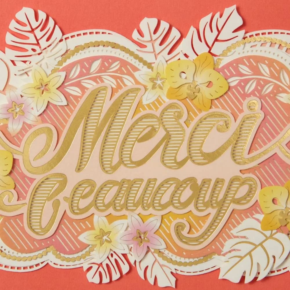 Laser Cut Merci Beaucoup Thank You Card