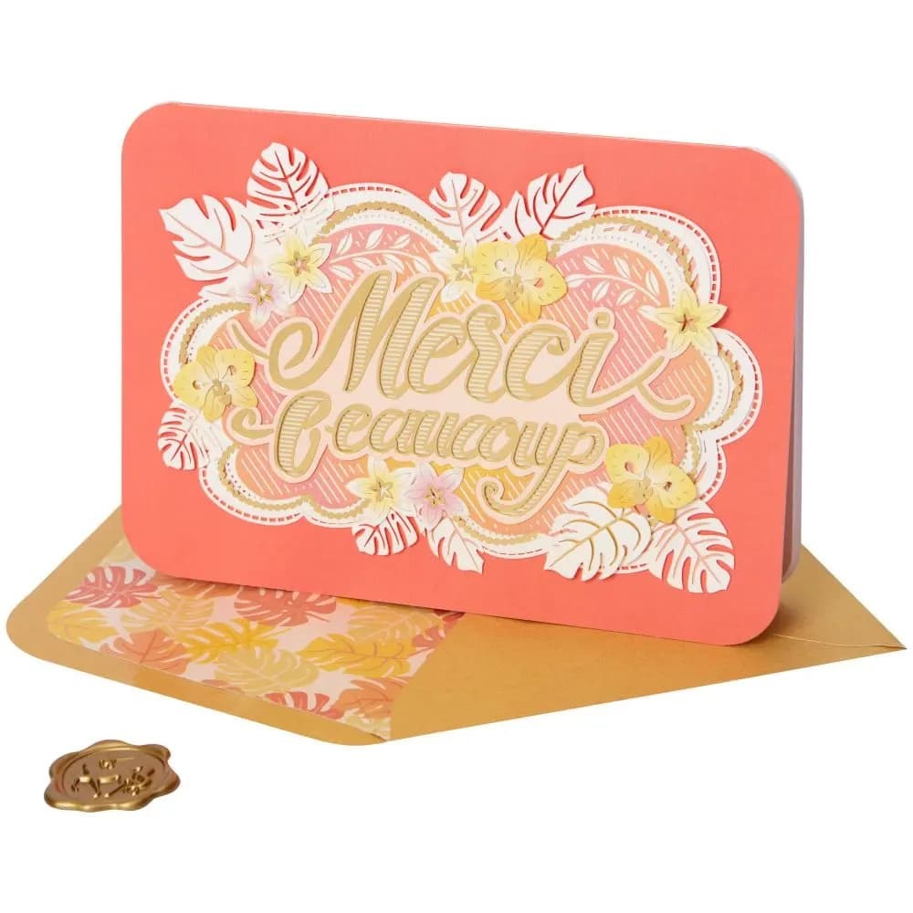 Laser Cut Merci Beaucoup Thank You Card
