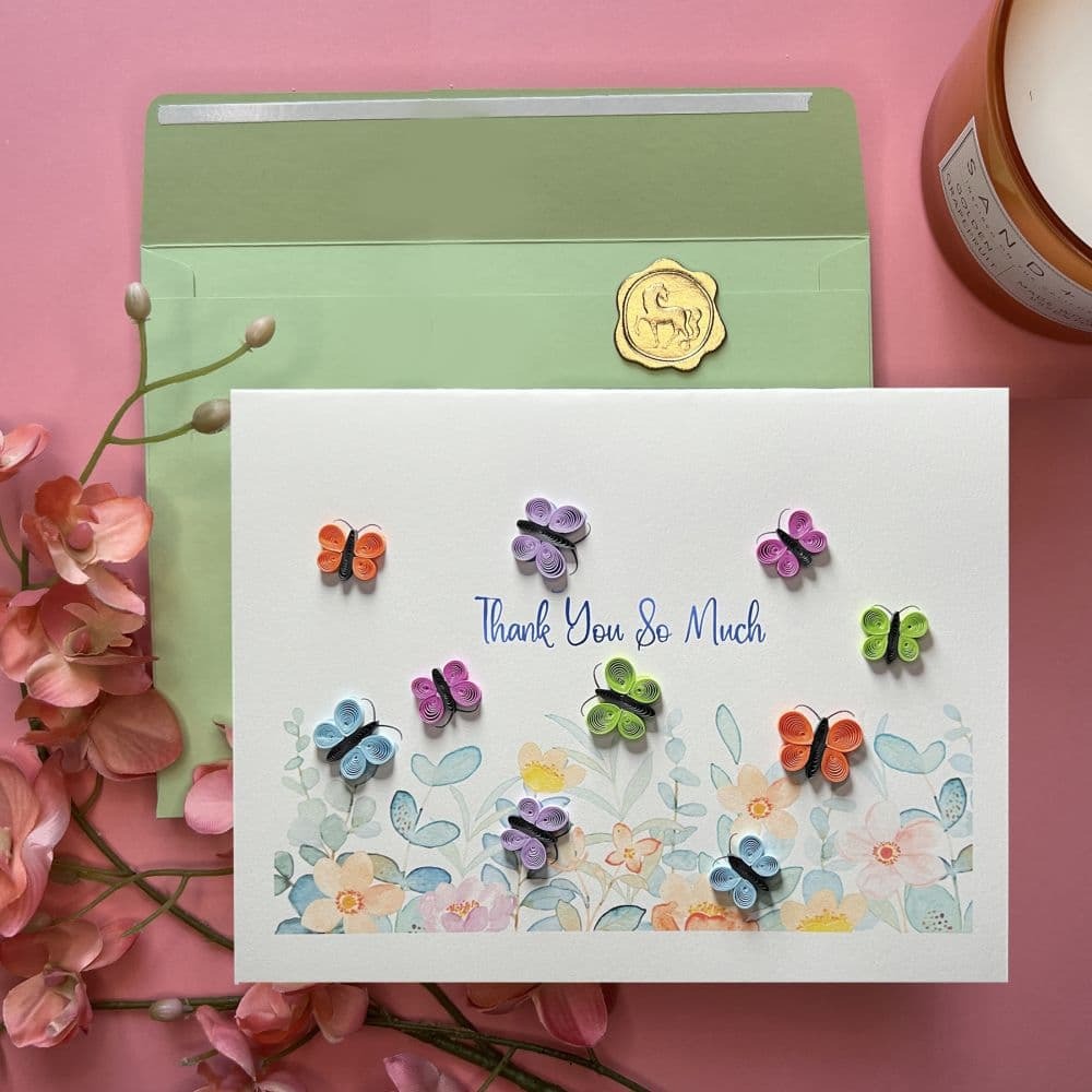Quilled Butterflies Thank You Card