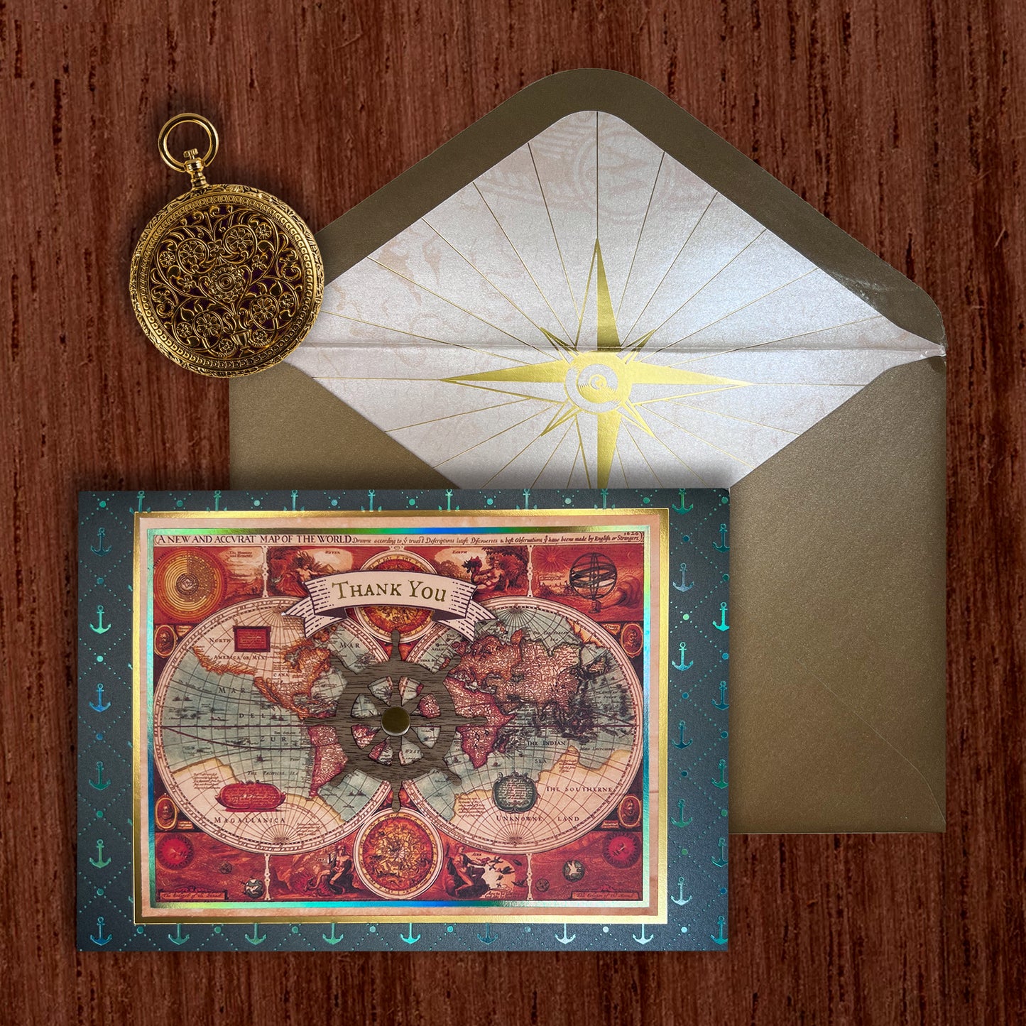 World Map Thank You Card