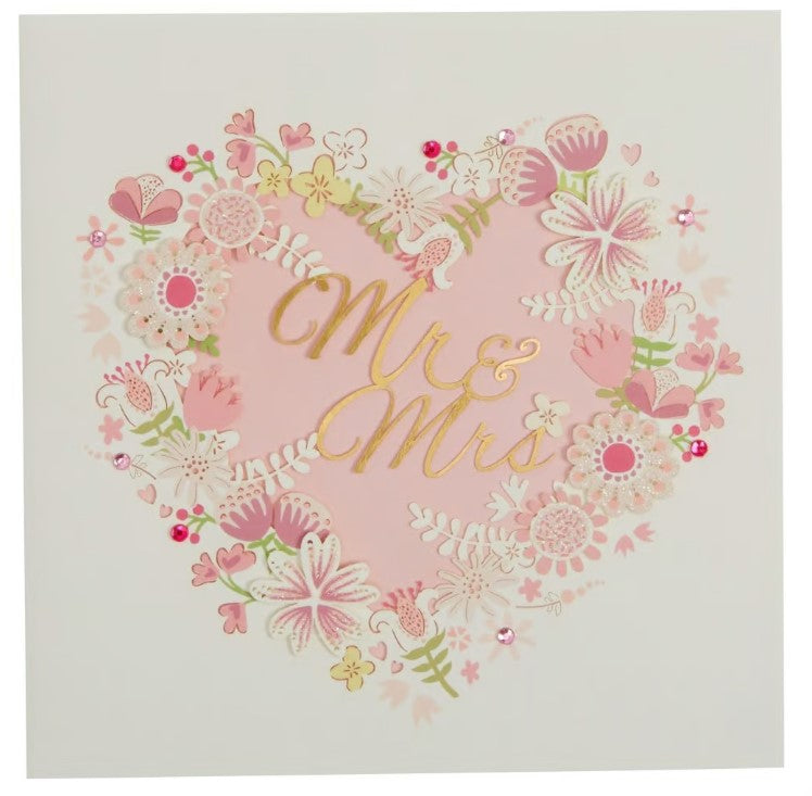 Laser Cut Heart Wreath Wedding Card
