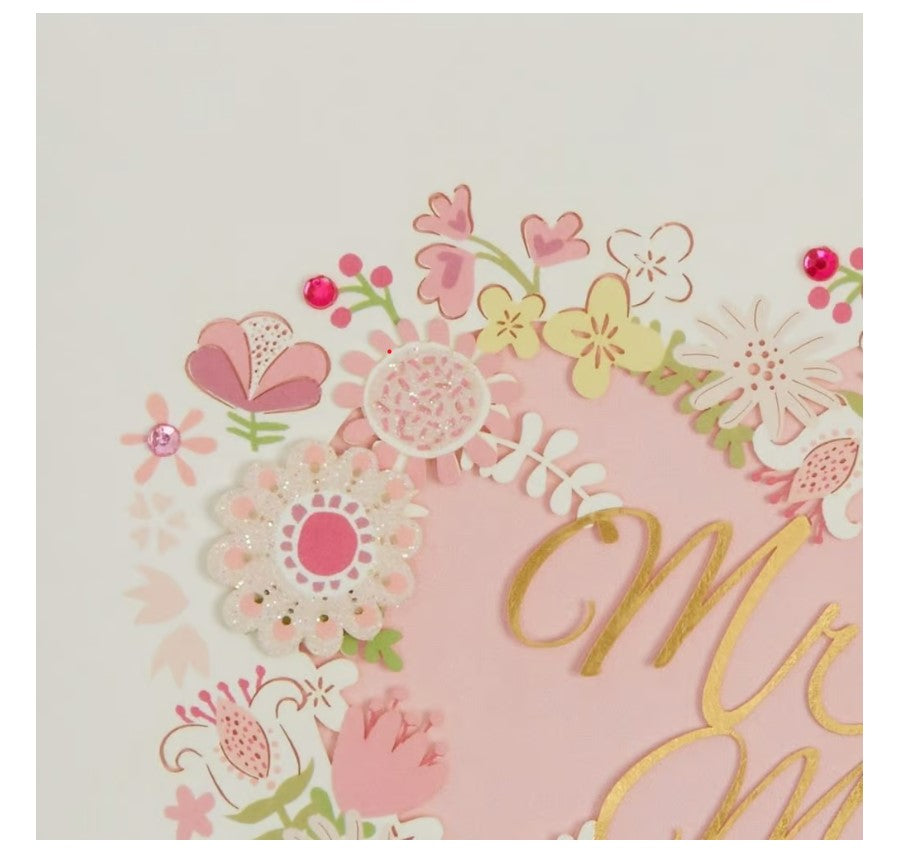 Laser Cut Heart Wreath Wedding Card