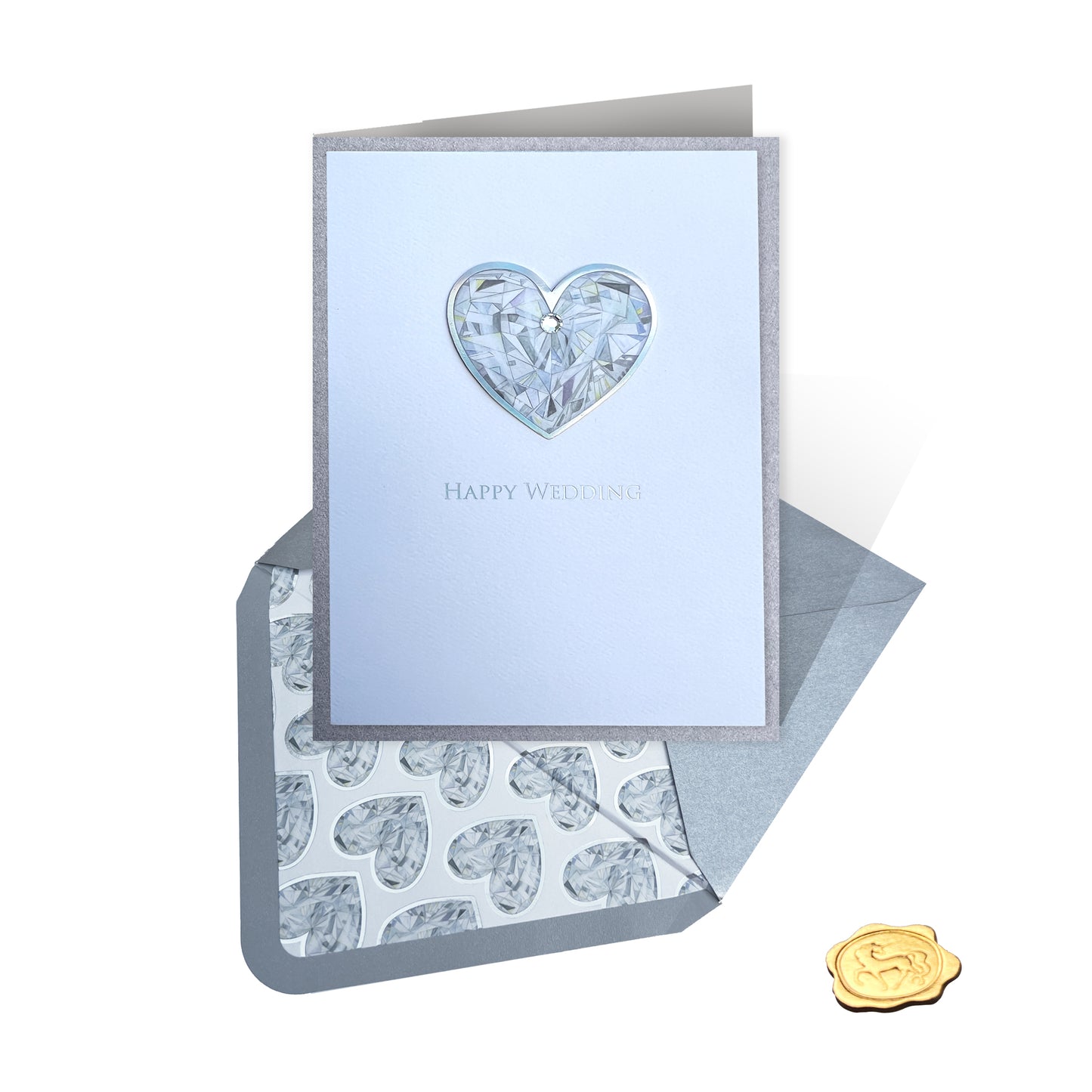 Crystal Heart Wedding Card
