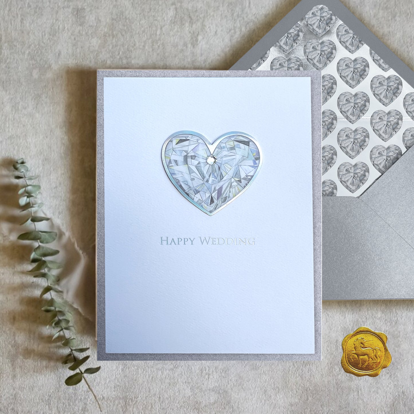 Crystal Heart Wedding Card