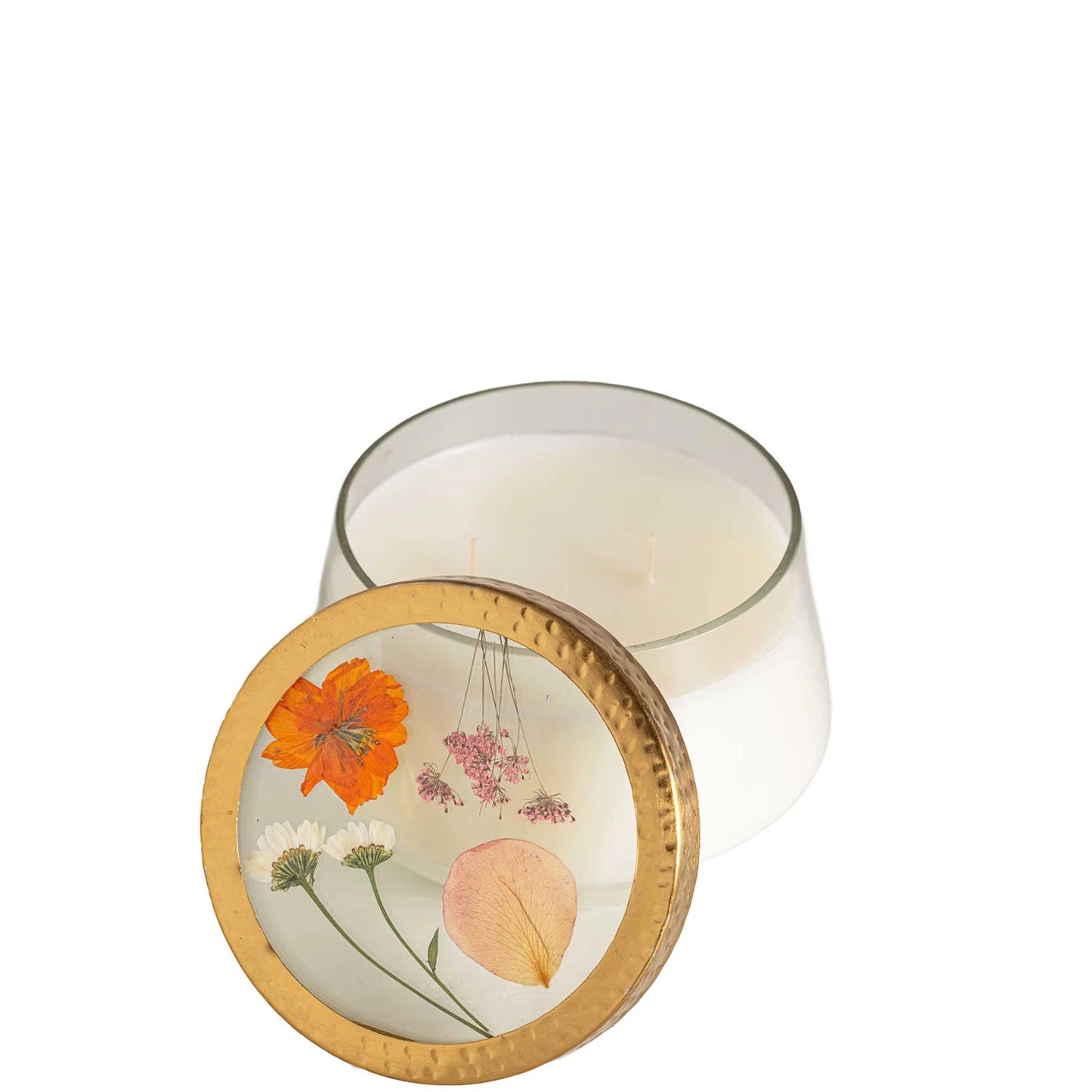 Apricot Rose Large Pressed Floral Candle