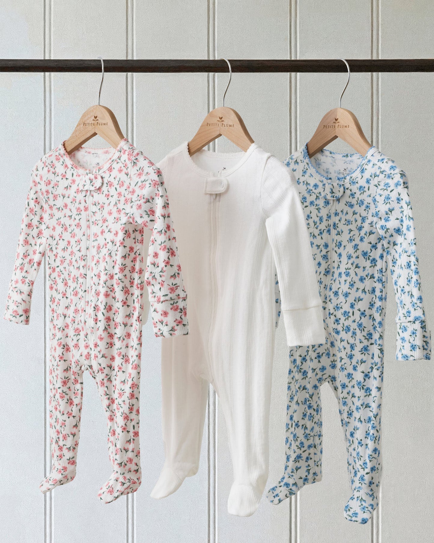Baby's Pointelle Footie Romper in Pink Floral