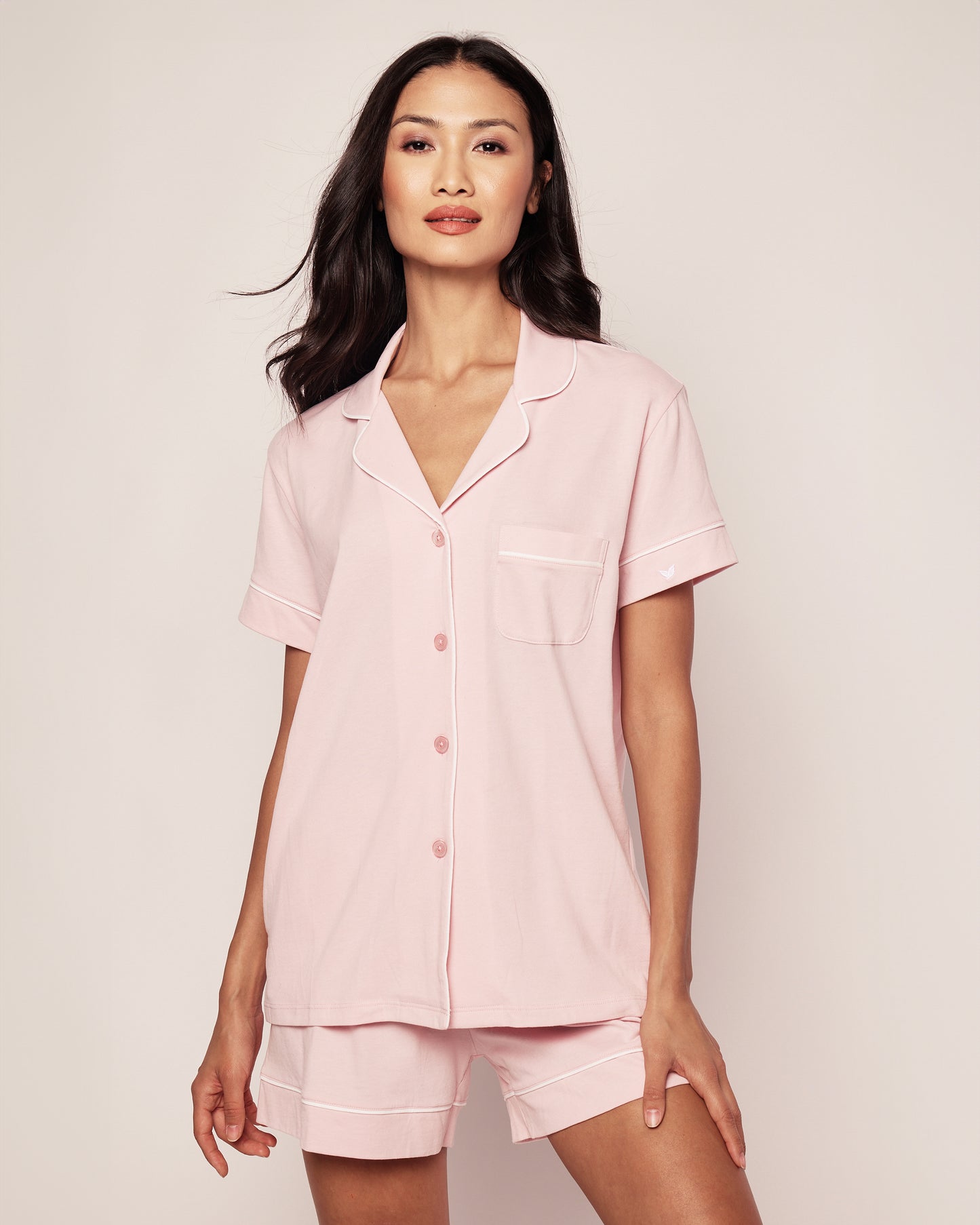 Women's Pima Pajama Short Sleeve Set in Pink
