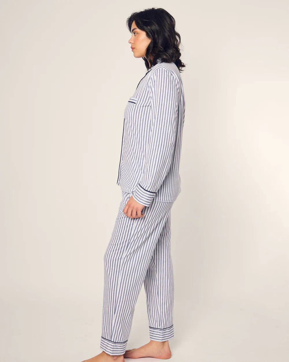 Luxe Pima Navy French Ticking Pajama Set