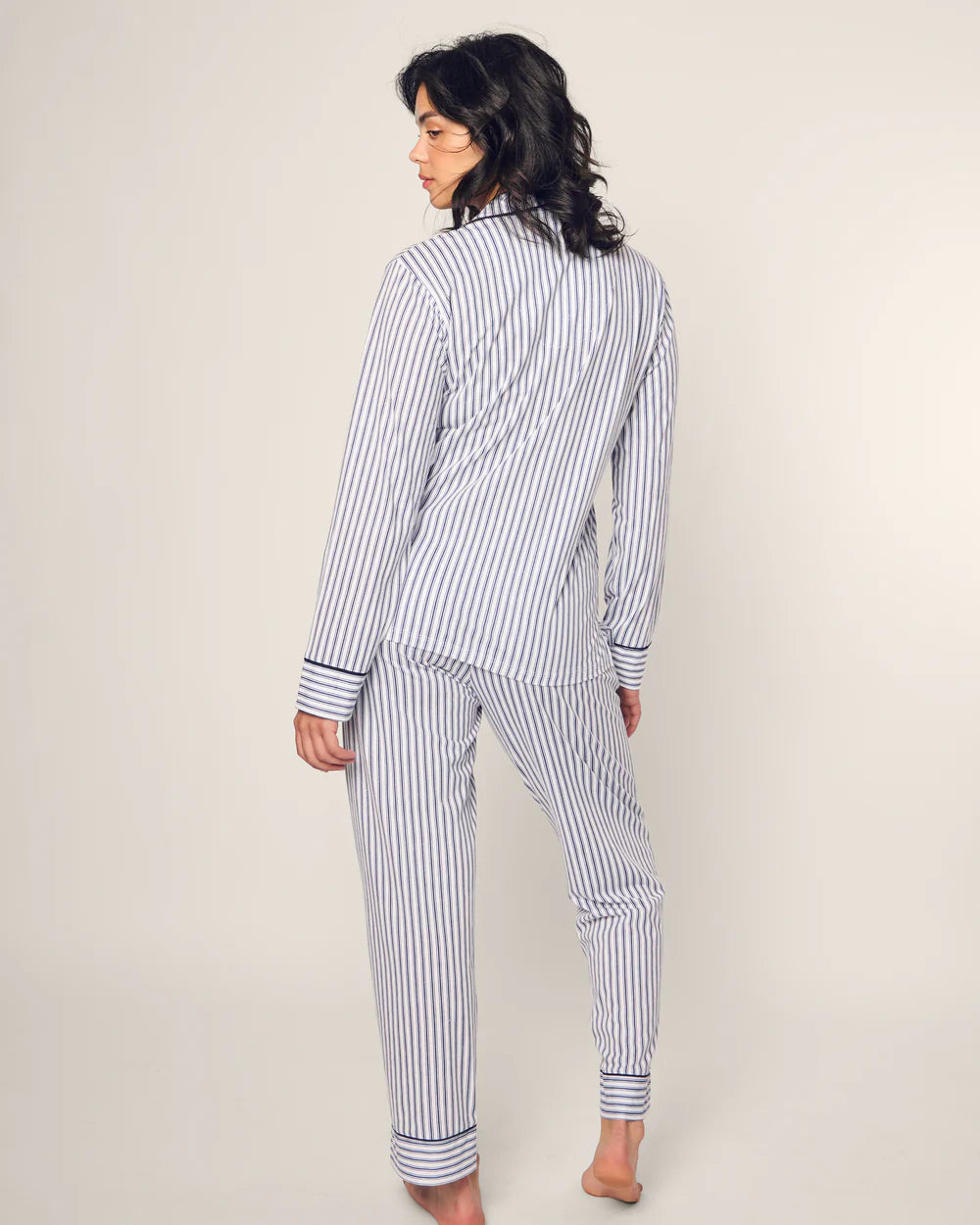 Luxe Pima Navy French Ticking Pajama Set