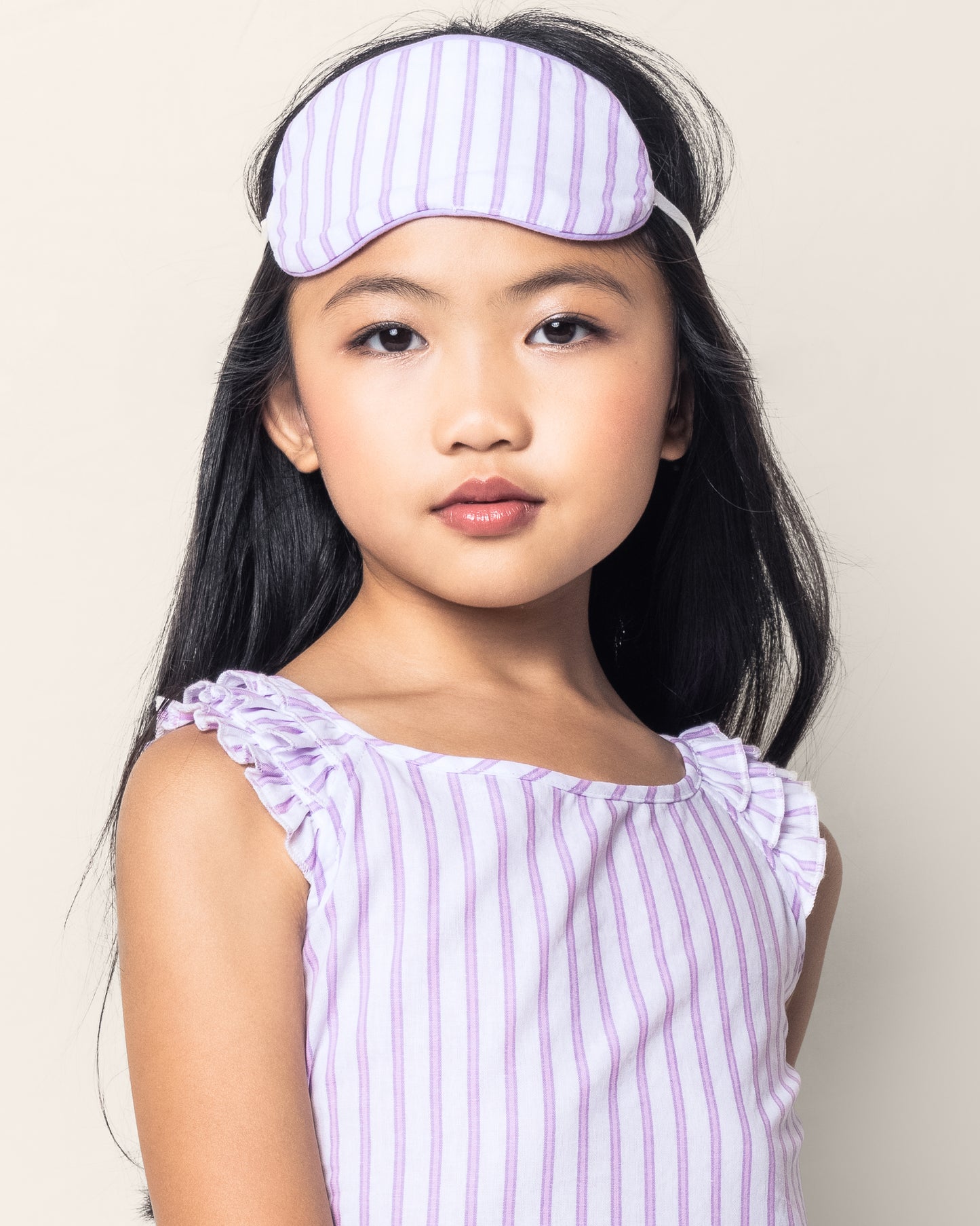 Girl's Twill Amelie Short Set in Lavender French Ticking