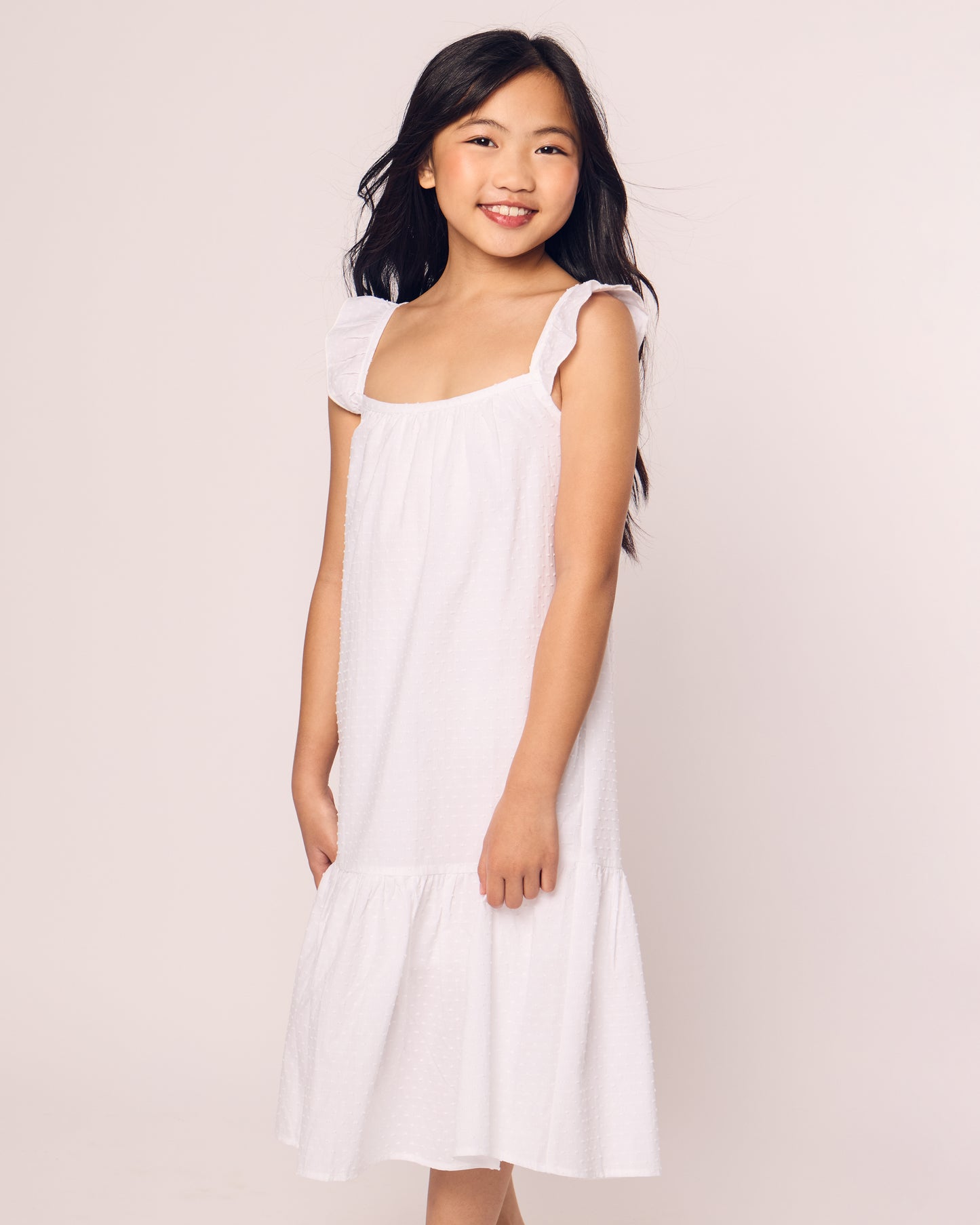 Girl's Swiss Dots Celeste Nightgown in White