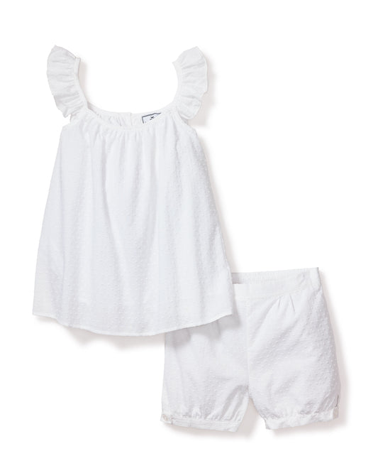 Girl's Swiss Dots Short Set in White