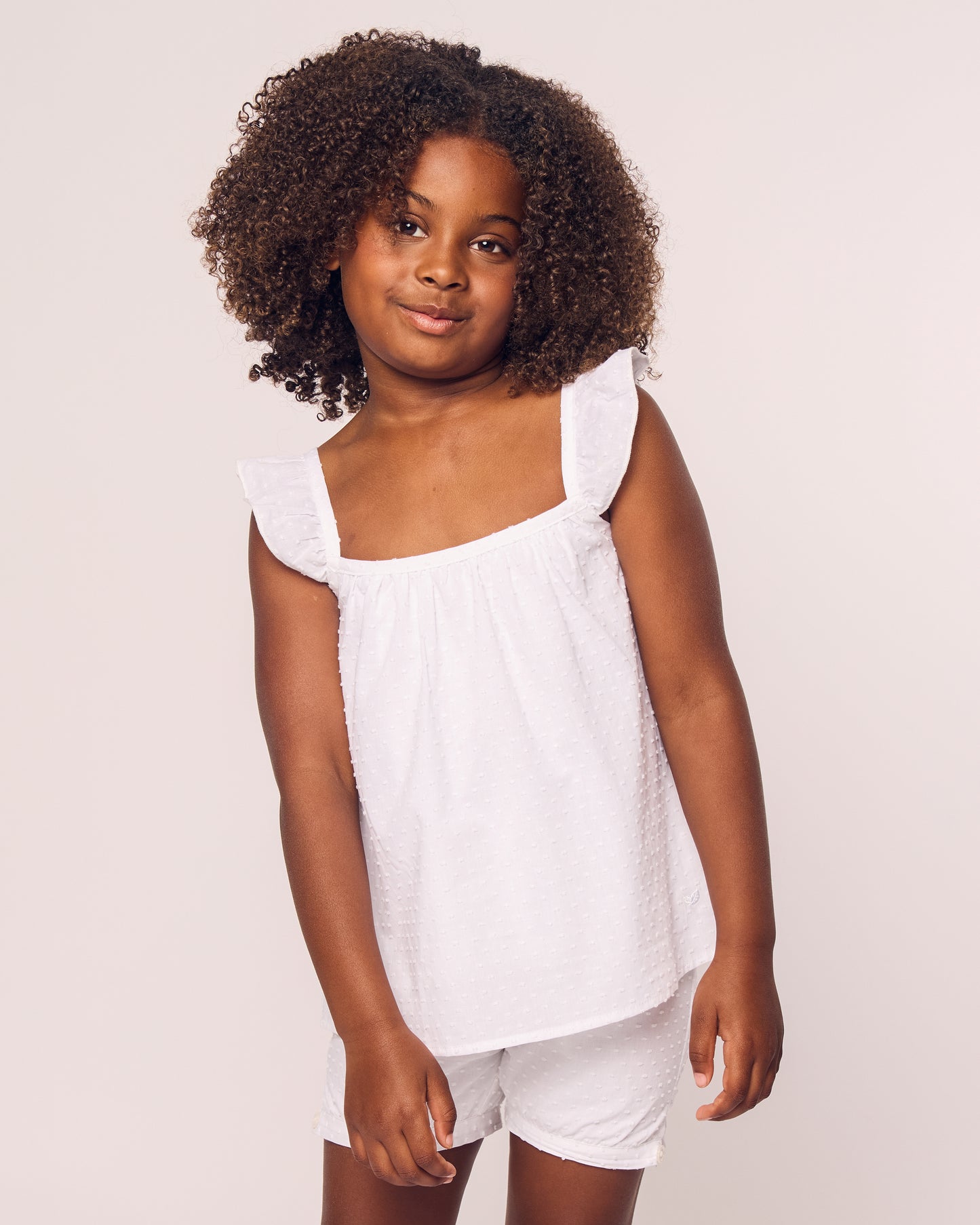 Girl's Swiss Dots Short Set in White