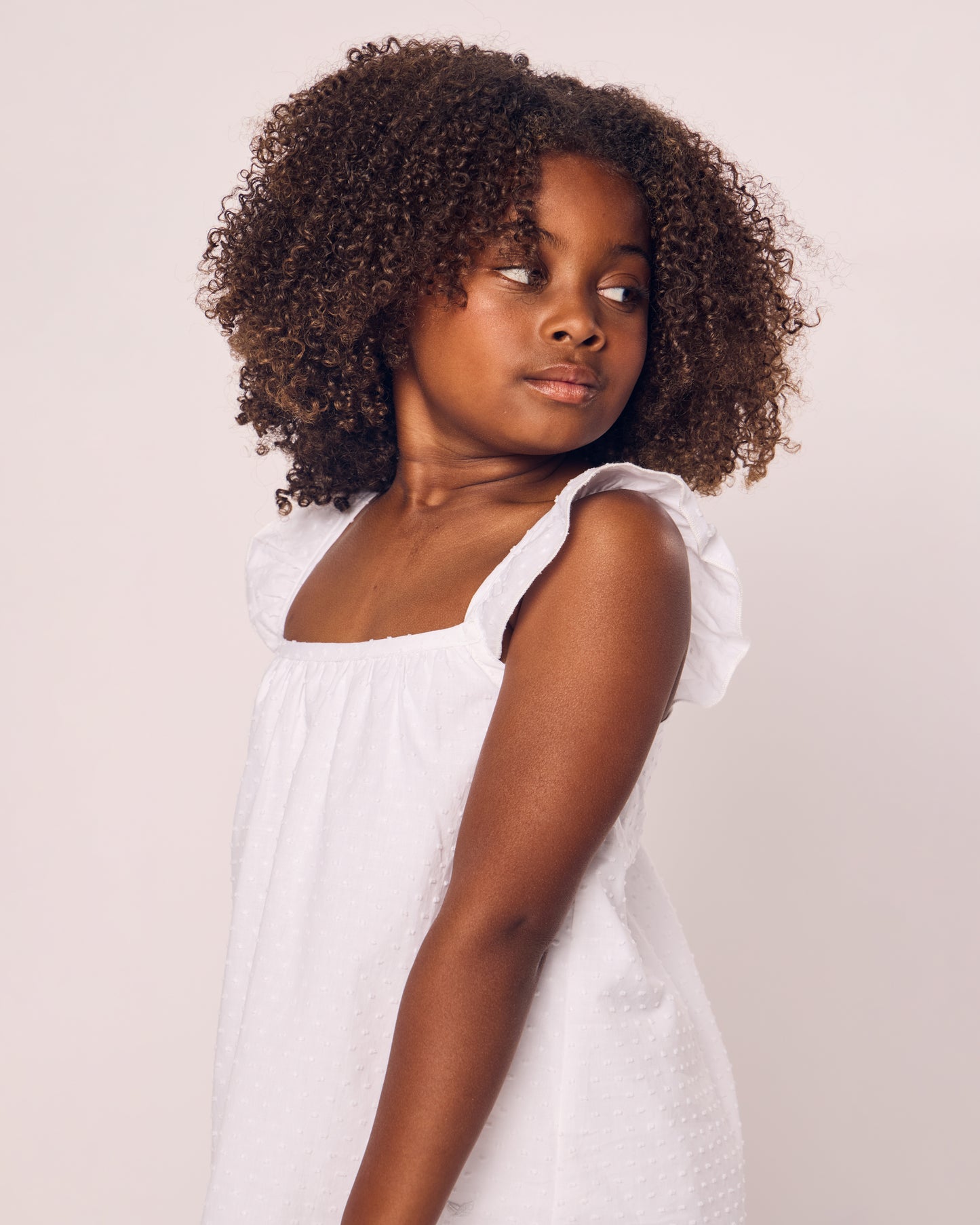 Girl's Swiss Dots Short Set in White
