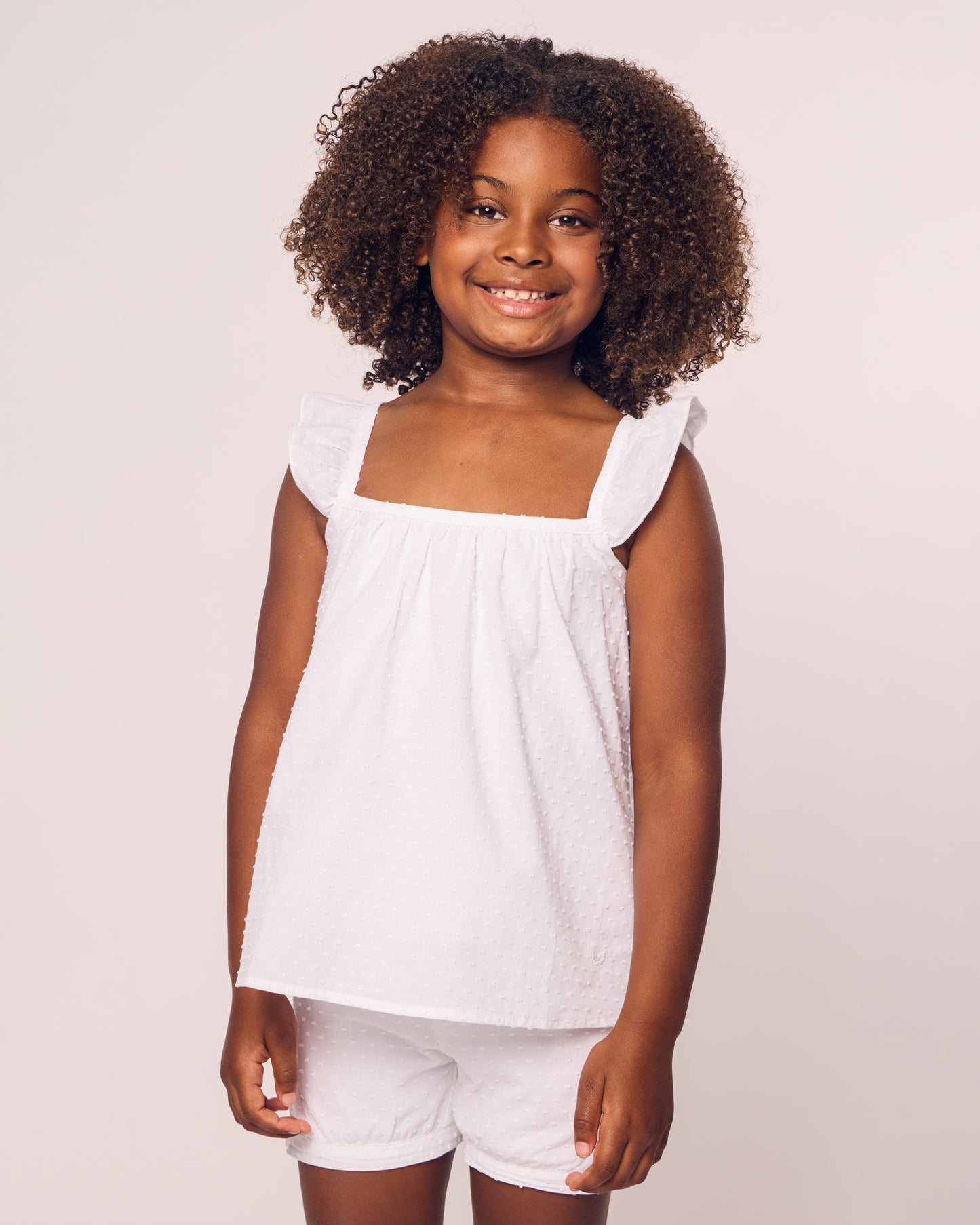 Girl's Swiss Dots Short Set in White