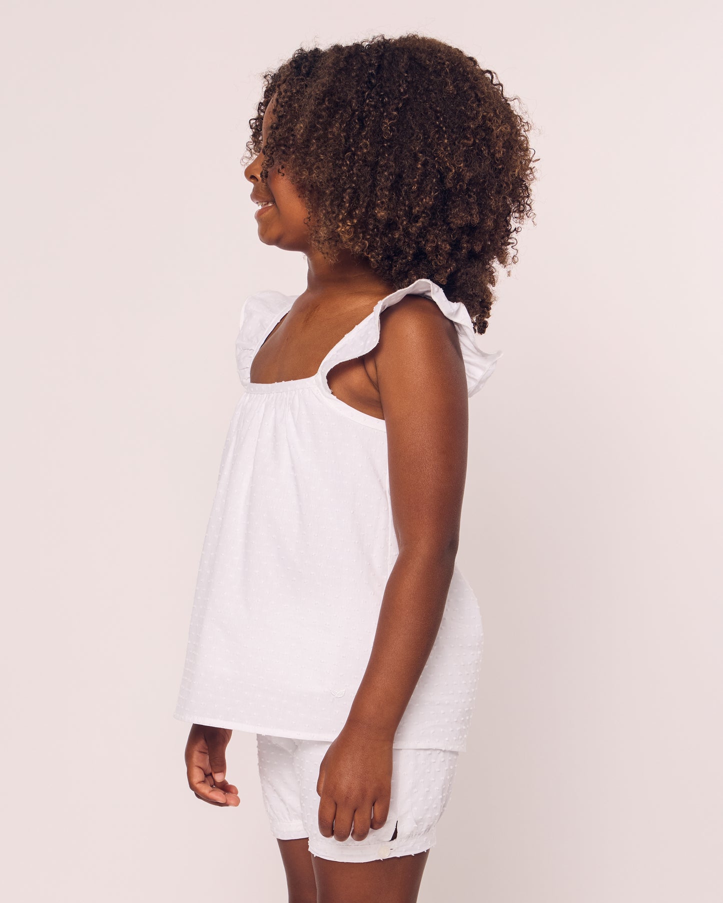 Girl's Swiss Dots Short Set in White