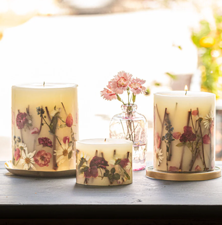 Apricot Rose Small Round Botanical Candle