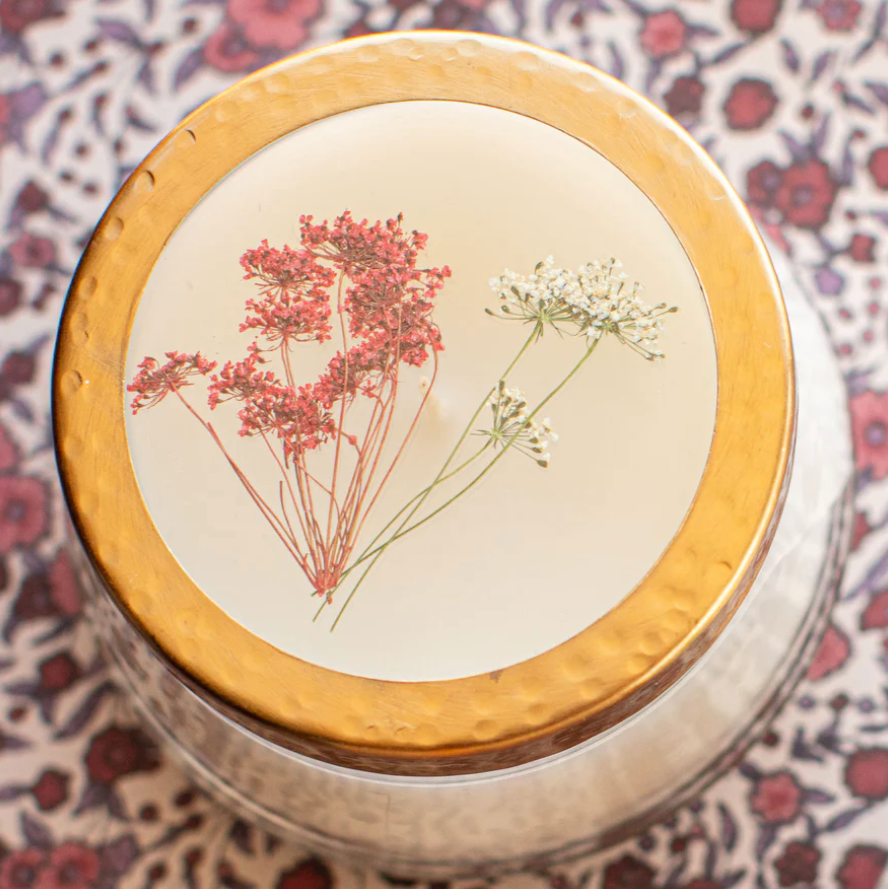 Spicy Apple Medium Pressed Floral Candle