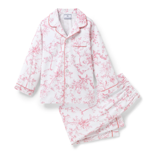 Kid's Twill Pajama Set in Pink Timeless Toile