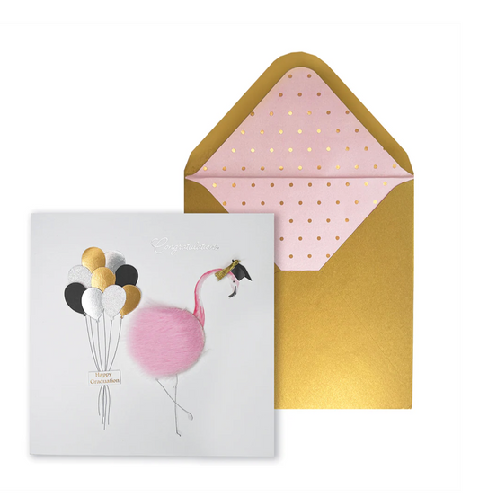 Grad Fur Flamingo Graduation Card