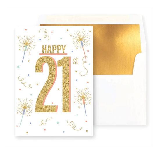 Happy 21st Confetti Sparklers Birthday Card