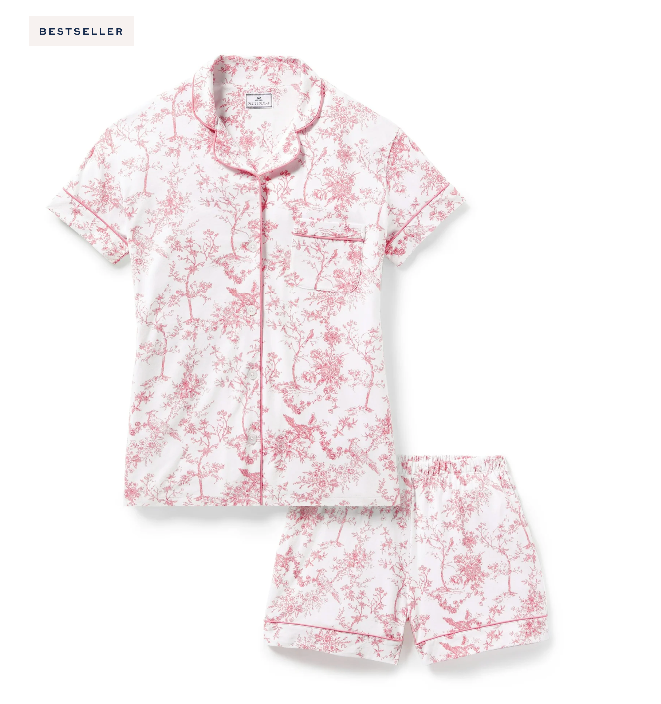 Women's Pima Short Sleeve Short Set in Pink Timeless Toile