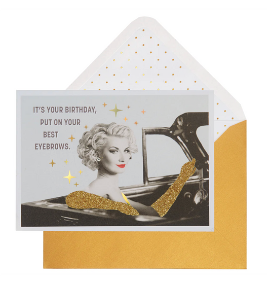 Glam Blonde in Convertible Birthday Card