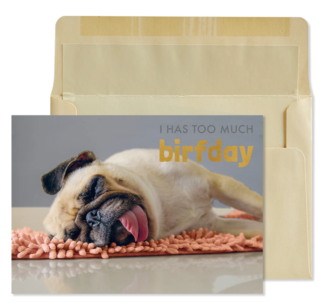 Pug On Rug Birthday Card