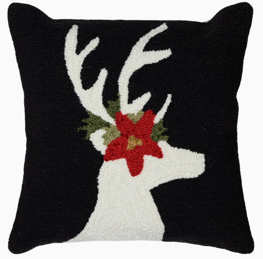 Frontporch Reindeer Indoor/Outdoor Pillow Black