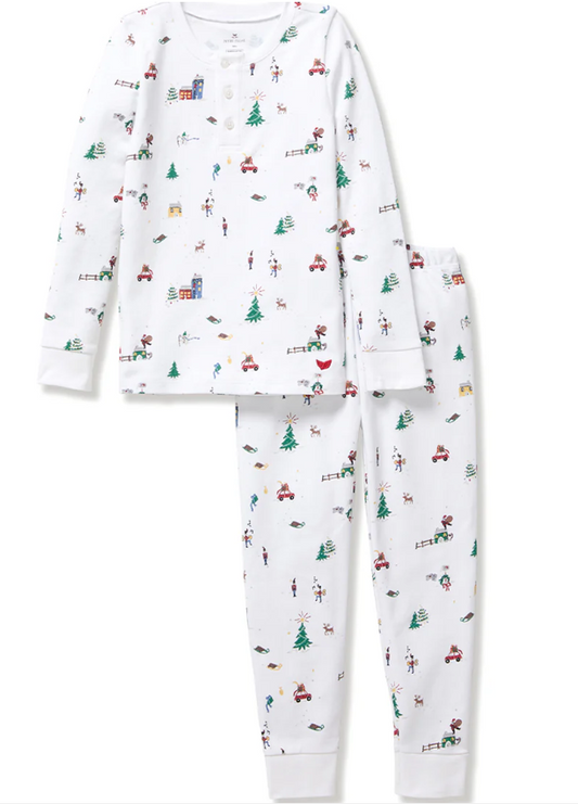 Kids Pima Snug Fit Pajama Set in Holiday Town