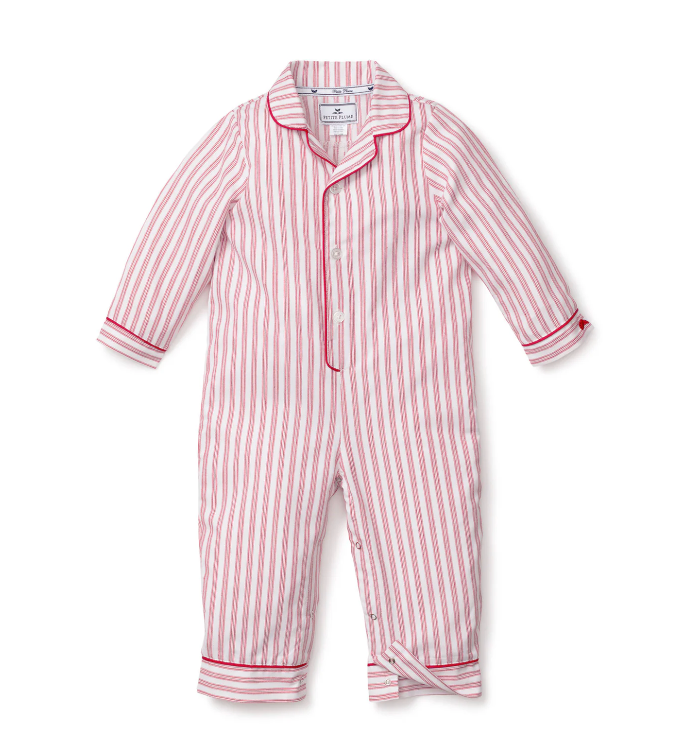 Baby's Twill Romper in Antique Red Ticking