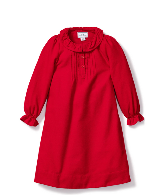 Girl's Flannel Victoria Nightgown in Red