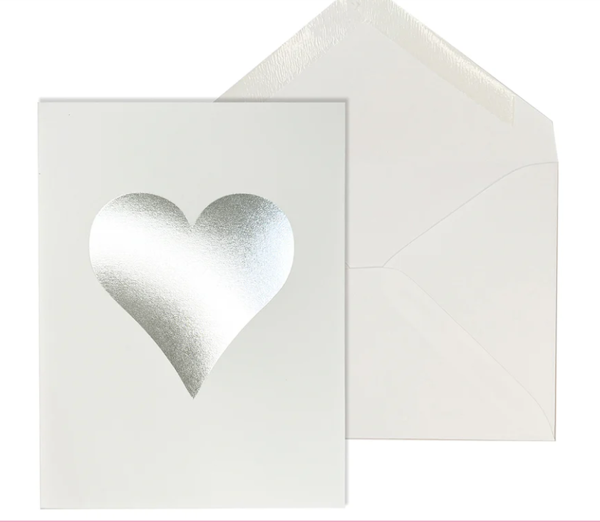 Silver Hot Foil Heart Blank Card