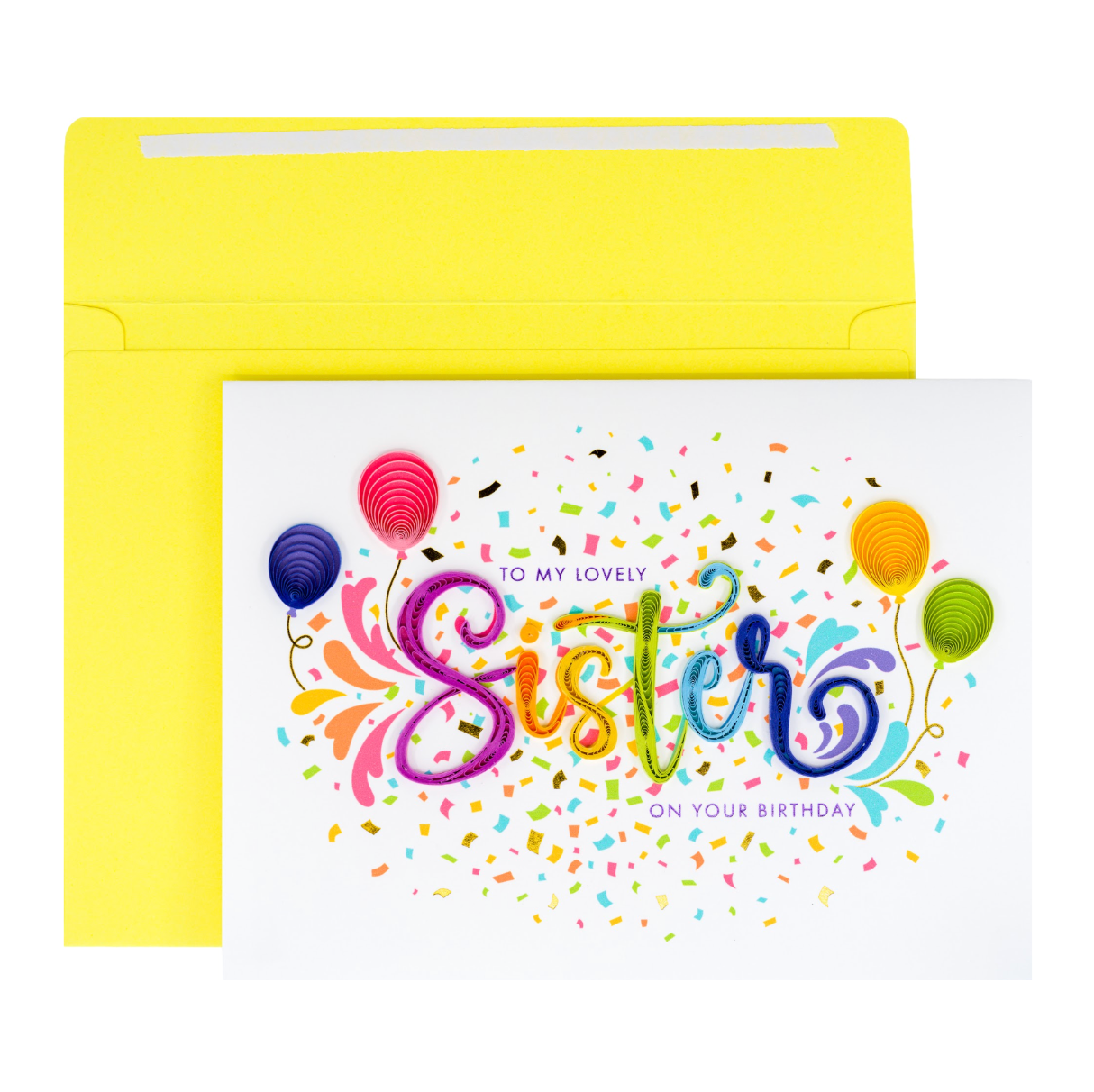 Quilled Sister Lettering Birthday Card NEW