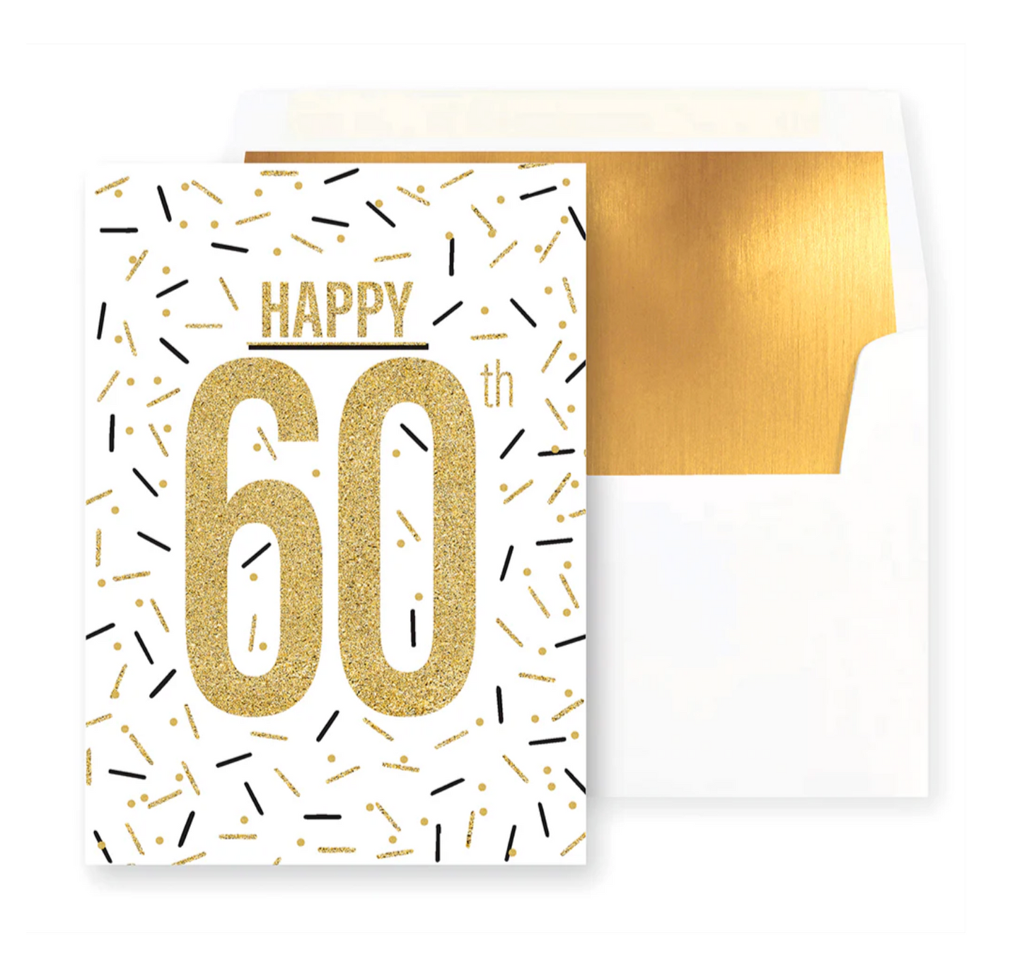 Happy 60th Black and Gold Sprinkles Birthday Card