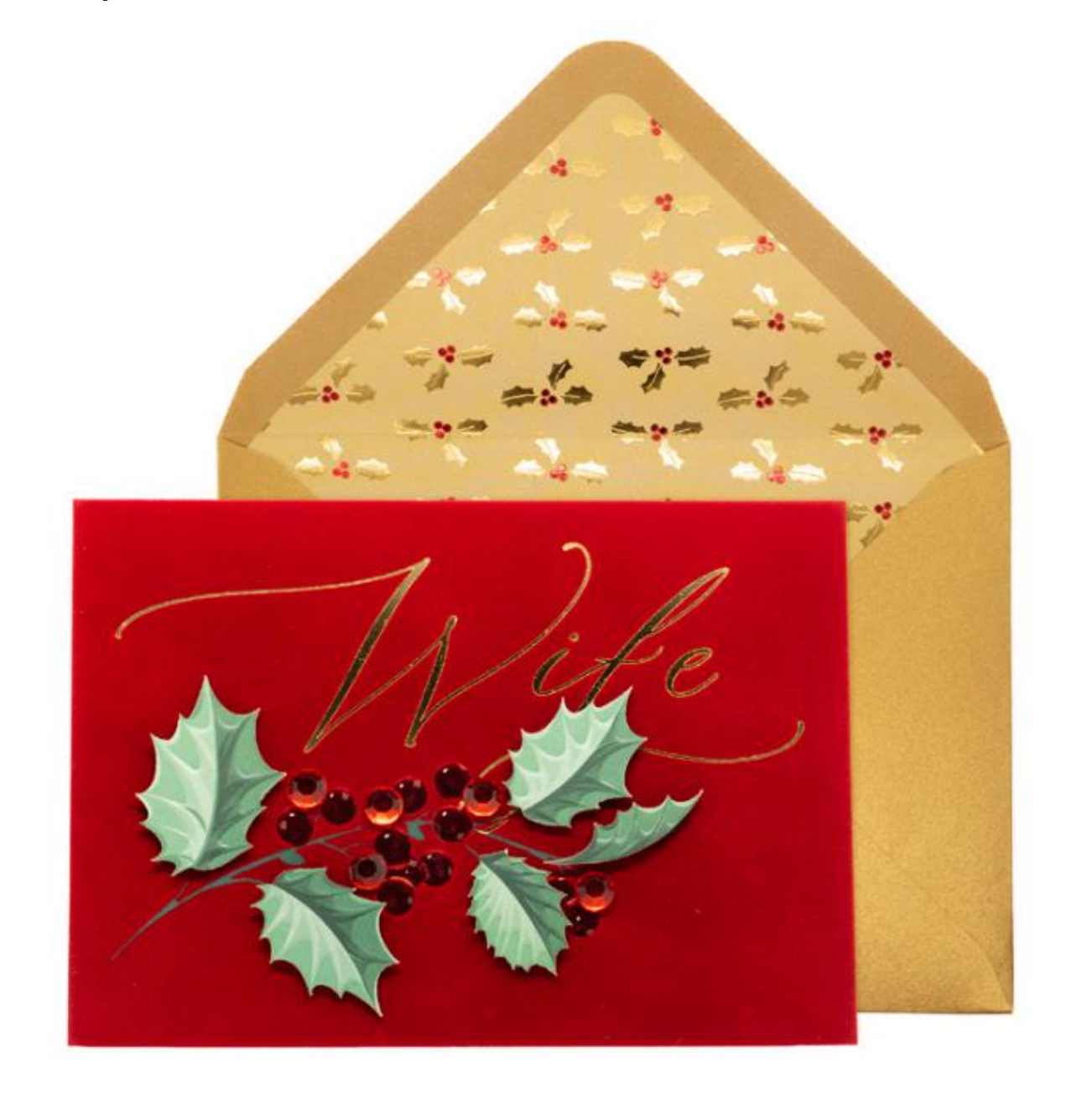Wife Flocking with Holly Christmas Card NEW