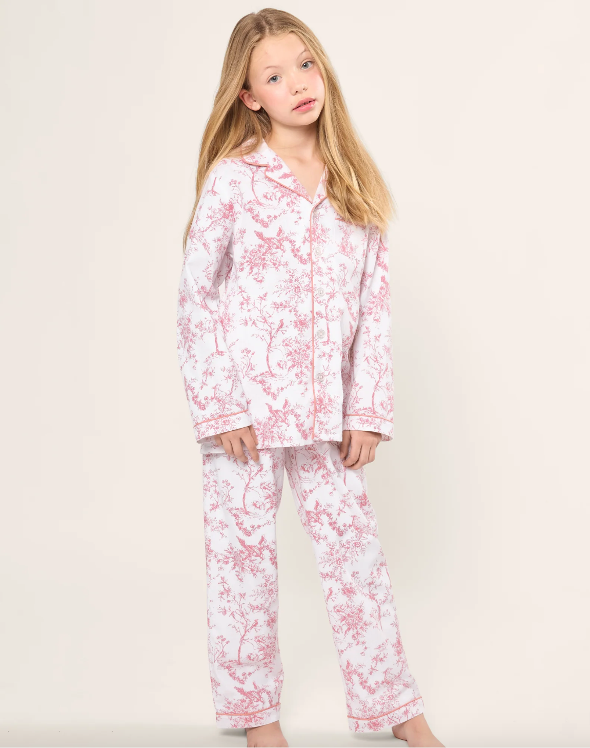 Kid's Twill Pajama Set in Pink Timeless Toile
