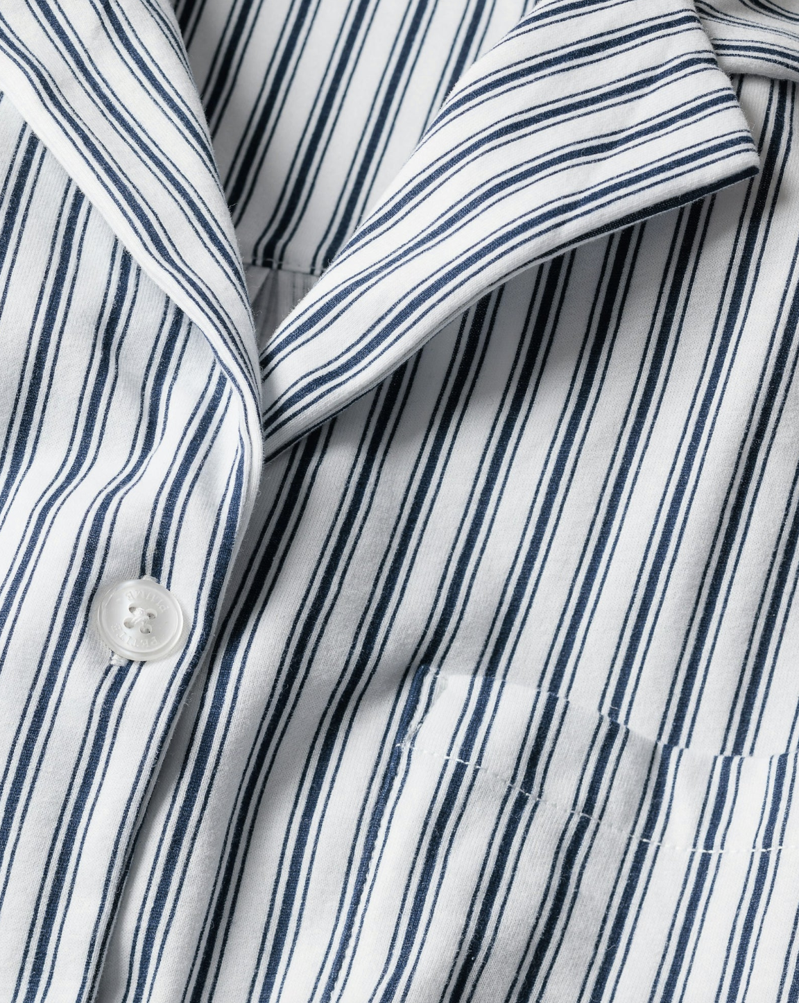 The Olivia Wide Leg Pima Pajama Set in Navy French Ticking