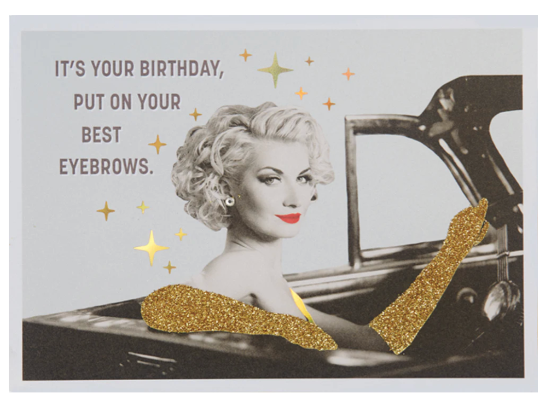 Glam Blonde in Convertible Birthday Card