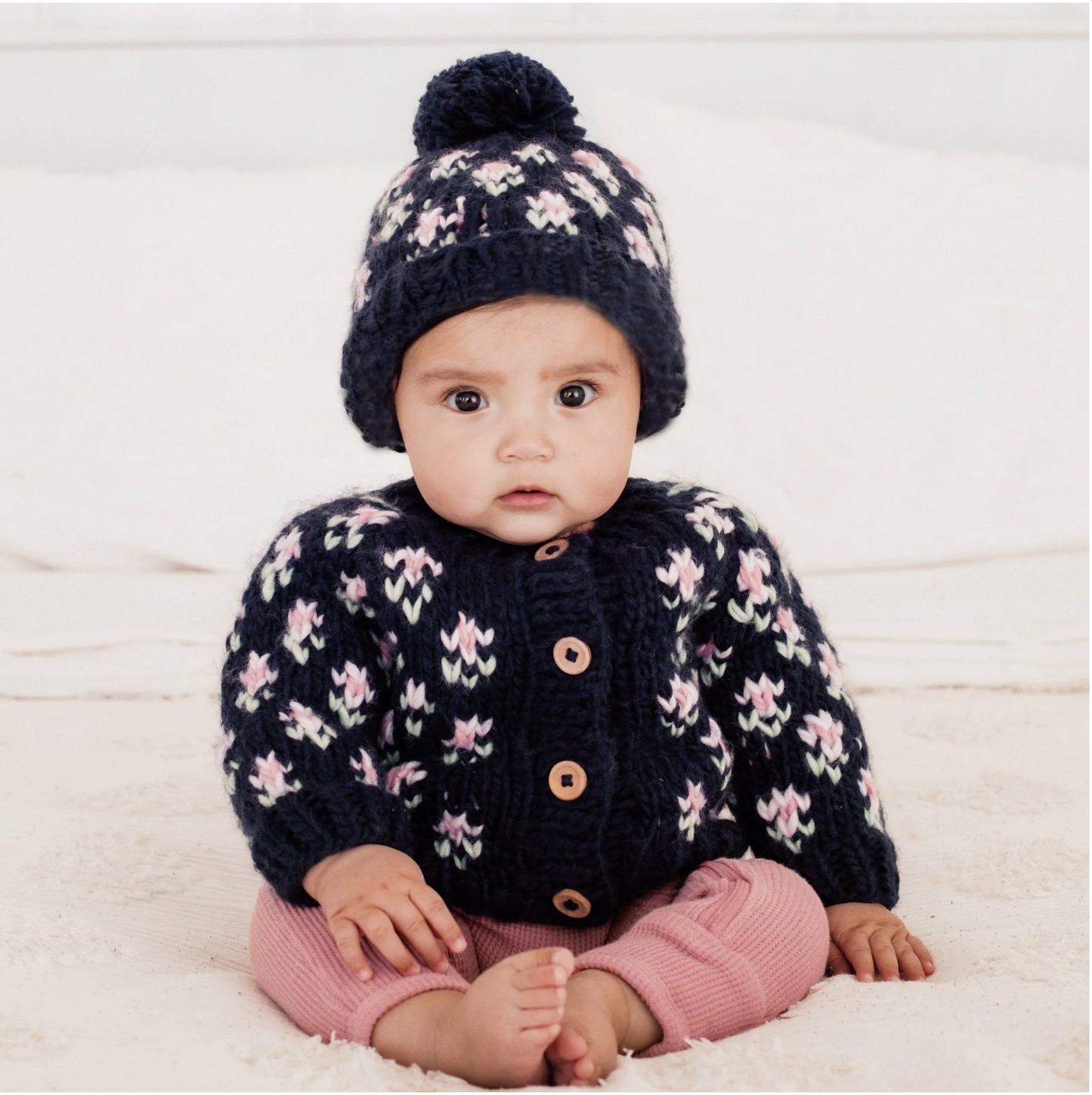Bitty Blooms Indigo Cardigan Sweater for Baby & Toddler