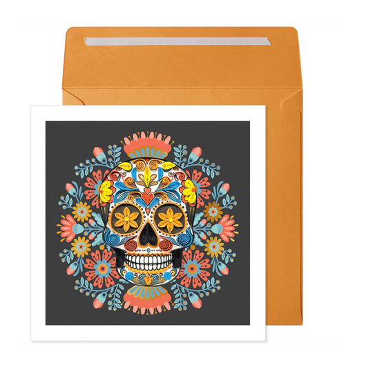 Quilled Day of the Dead Skull Halloween Card