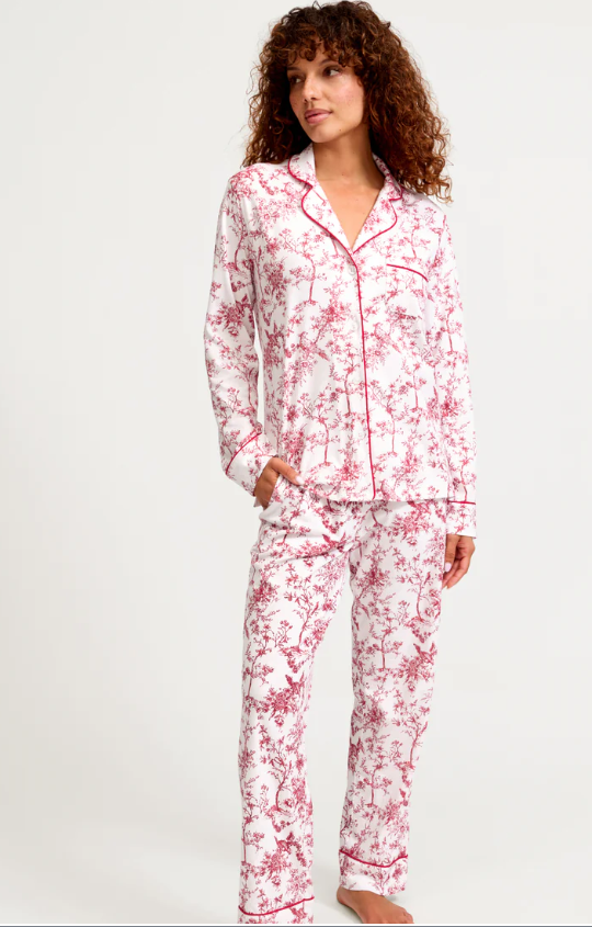 Women's Pima Pajama Set in Red Timeless Toile