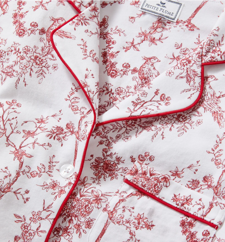 Women's Pima Pajama Set in Red Timeless Toile